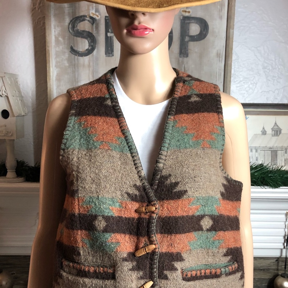 Gorgeous Vintage Wool Southwestern Style Vest - Picture 1 of 6